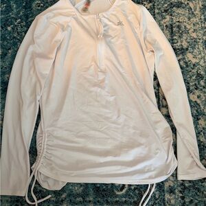 Women’s White Long-Sleeve Zip swim shirt